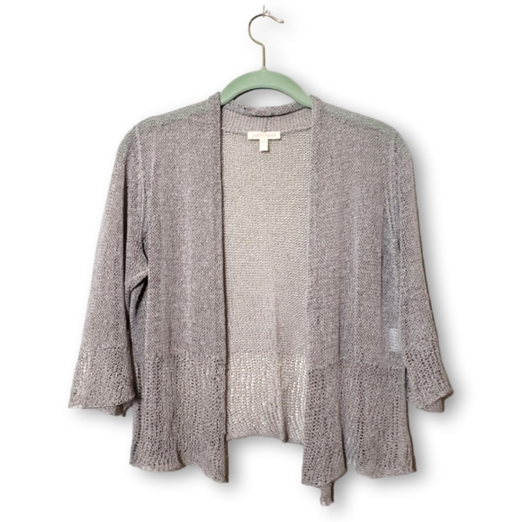 EILEEN FISHER Lagenloo Linen blend open knit coverup open wear blouse size Small - Picture 1 of 9